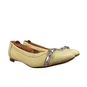 AGL Shoes Womens 37.5 Ballet Flats Fashion Career Monika Cap Toe Leather Yellow